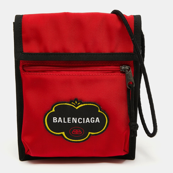 Balenciaga Handbags - BALENCIAGA Black/Red Nylon Explorer Pouch Crossbody Bag